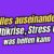 Banner mit lila farbendem Hintergrund. Darauf der Titel des Beitrages, obere Schrift in gelb, darunter in weiß "Wenn alles auseinanderbricht Multikrise, Stress und was helfen kann". Verziert wird der Schriftzug mit einem Megaphon unten rechts, eine Illustration einer Frau die droht unterzugehen und nach Hilfe (help) ruft unten links und einem Bewegungssymbol oben links am Text.