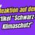 Banner mit lila farbendem Hintergrund. Darauf der Titel des Beitrages, obere Schrift in gelb, darunter in weiß "Reaktion auf den taz-Artikel "Schwarz-roter Klimaschutz"". Verziert wird der Schriftzug mit einem Megaphon unten rechts, eine Grafik die eine Stift haltende Hand zeigt unten links und einem Bewegungssymbol oben links am Text.